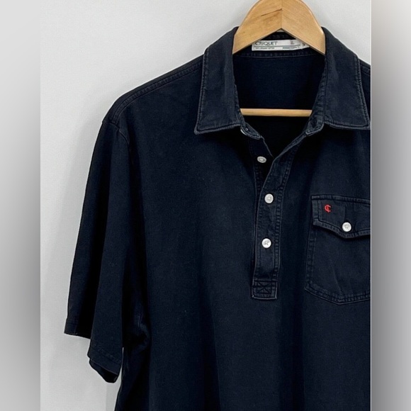 Men’s XL Black 100% Organic Cotton CRIQUET Polo Golf Shirt - Picture 7 of 10